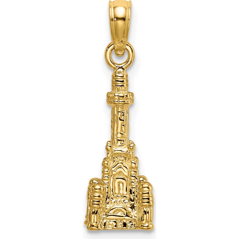 14K Yellow Gold 3D Chicago Water Tower Charm Pendant - Polished Finish by Oro Pregiato