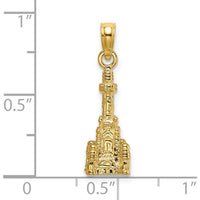 14K Yellow Gold 3D Chicago Water Tower Charm Pendant - Polished Finish by Oro Pregiato