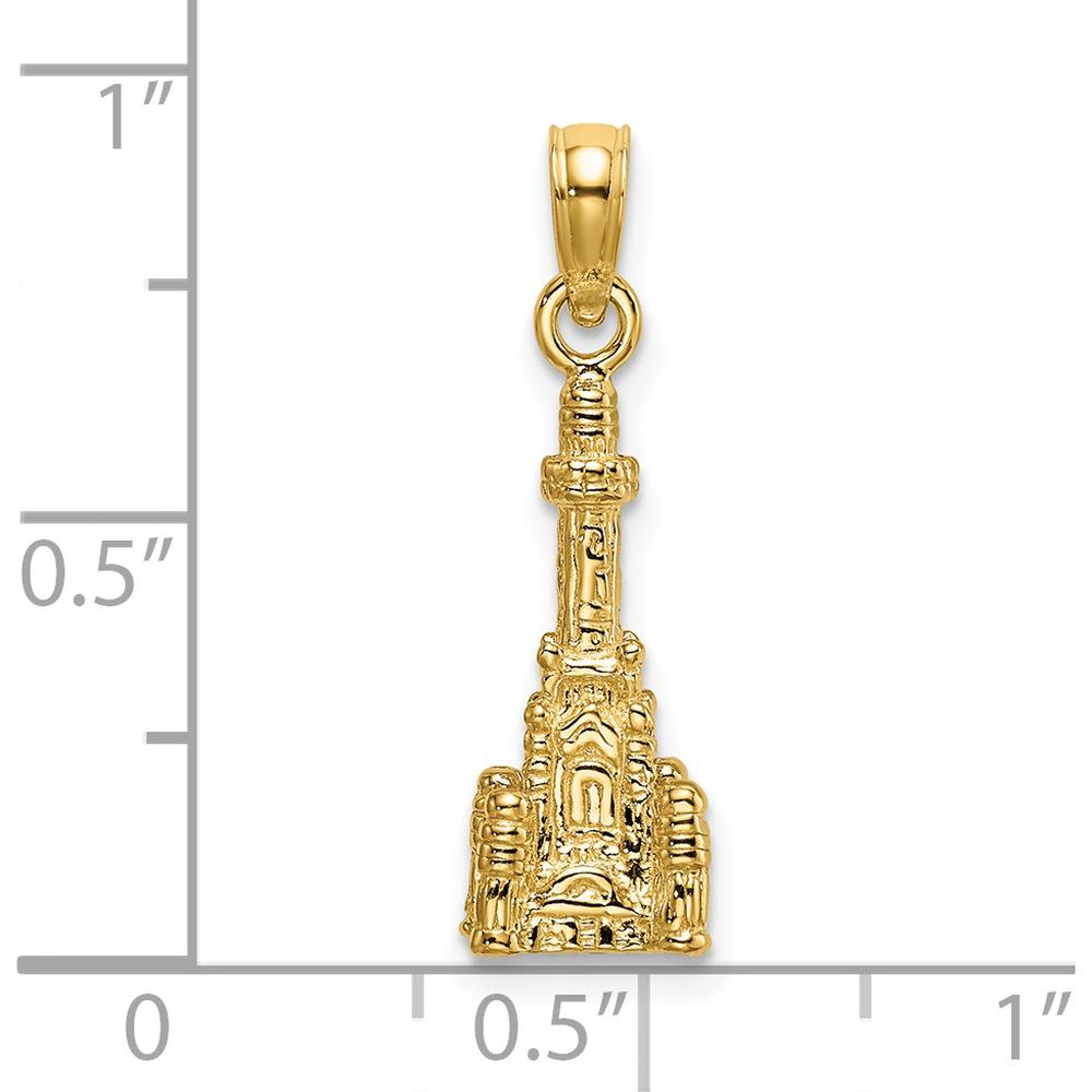 14K Yellow Gold 3D Chicago Water Tower Charm Pendant - Polished Finish by Oro Pregiato
