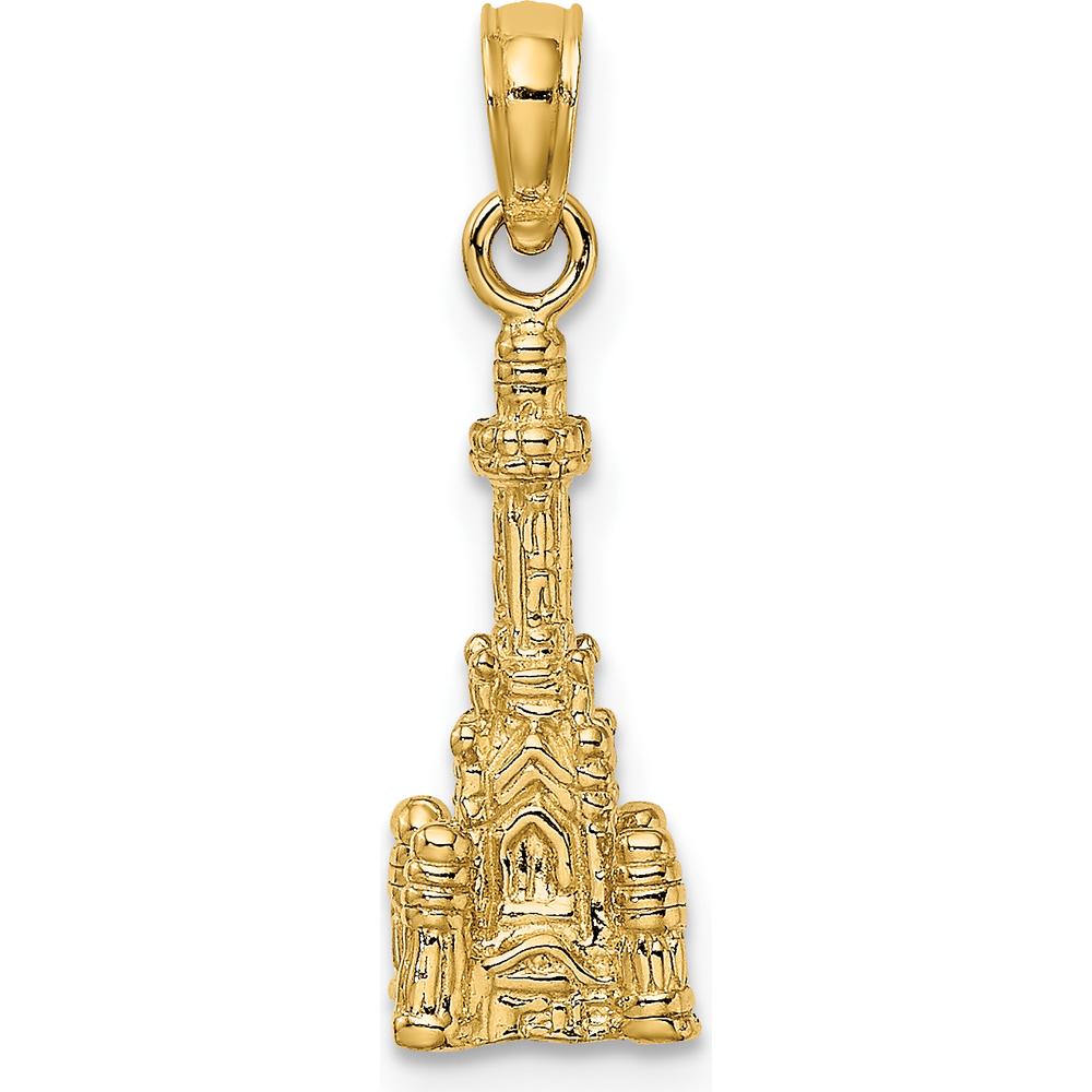 14K Yellow Gold 3D Chicago Water Tower Charm Pendant - Polished Finish by Oro Pregiato