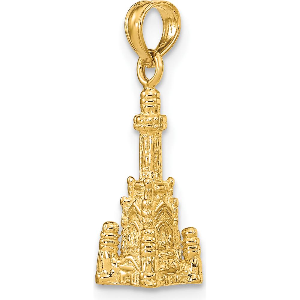 14K Yellow Gold 3D Chicago Water Tower Charm Pendant - Polished Finish by Oro Pregiato