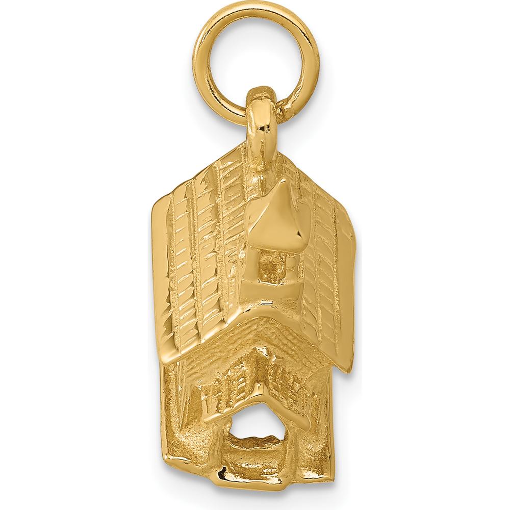 14K Yellow Gold 3D Church Building Charm - 17mm Length by Oro Pregiato