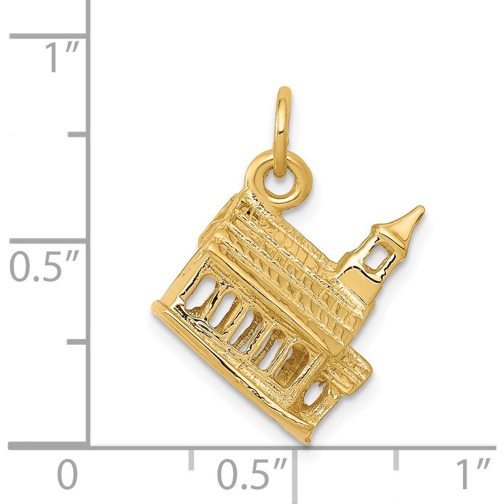 14K Yellow Gold 3D Church Building Charm - 17mm Length by Oro Pregiato