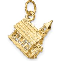 14K Yellow Gold 3D Church Building Charm - 17mm Length by Oro Pregiato