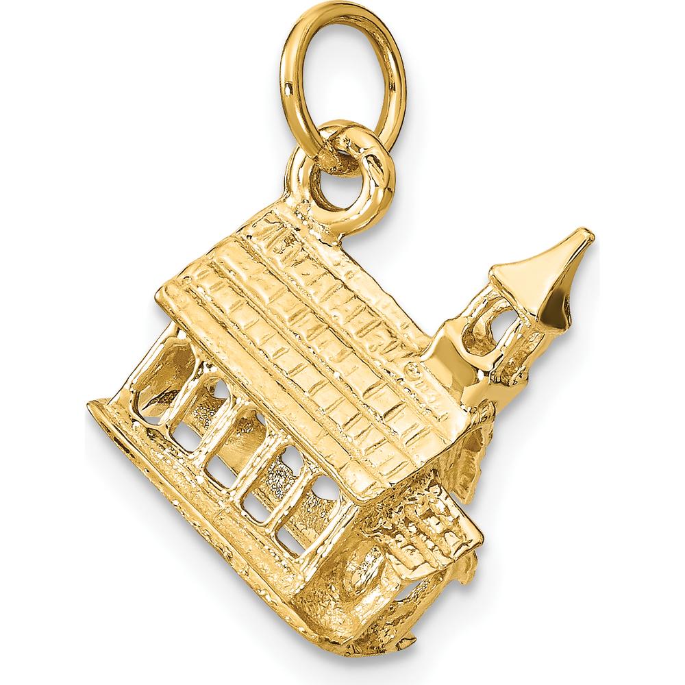14K Yellow Gold 3D Church Building Charm - 17mm Length by Oro Pregiato