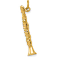 14K Yellow Gold 3D Clarinet Charm - Polished Finish by Oro Pregiato
