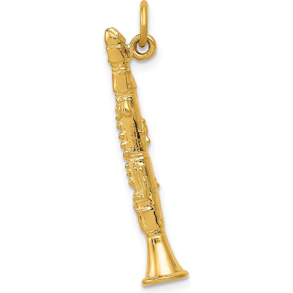 14K Yellow Gold 3D Clarinet Charm - Polished Finish by Oro Pregiato