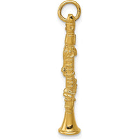 14K Yellow Gold 3D Clarinet Charm - Polished Finish by Oro Pregiato
