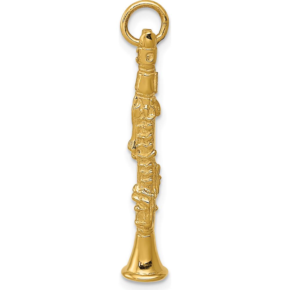 14K Yellow Gold 3D Clarinet Charm - Polished Finish by Oro Pregiato