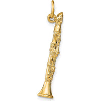 14K Yellow Gold 3D Clarinet Charm - Polished Finish by Oro Pregiato