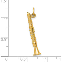 14K Yellow Gold 3D Clarinet Charm - Polished Finish by Oro Pregiato