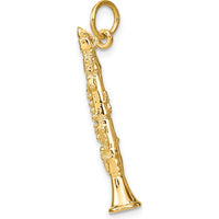14K Yellow Gold 3D Clarinet Charm - Polished Finish by Oro Pregiato