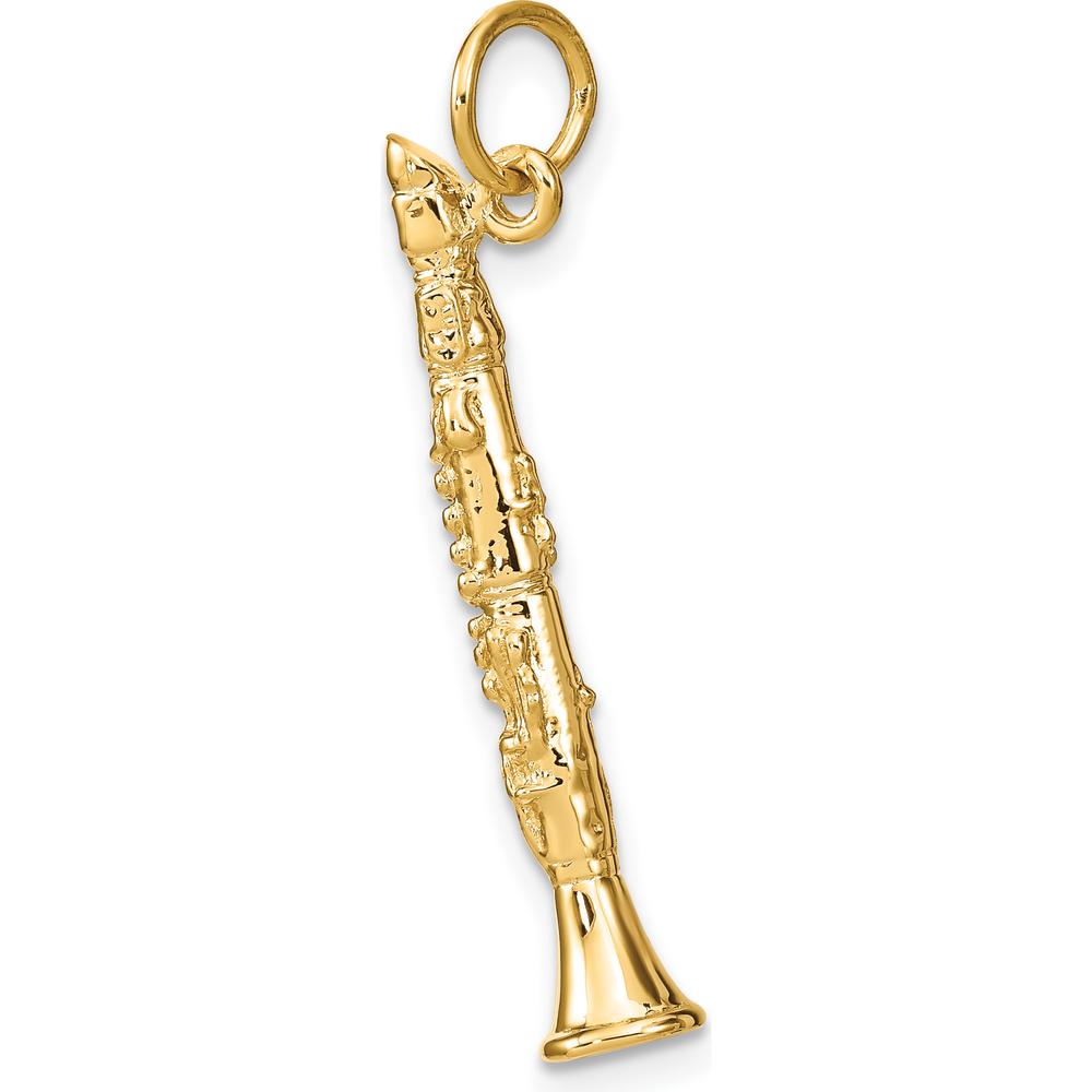 14K Yellow Gold 3D Clarinet Charm - Polished Finish by Oro Pregiato