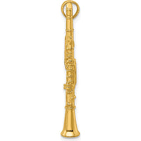 14K Yellow Gold 3D Clarinet Pendant Charm - Polished Finish by Oro Pregiato