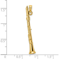 14K Yellow Gold 3D Clarinet Pendant Charm - Polished Finish by Oro Pregiato