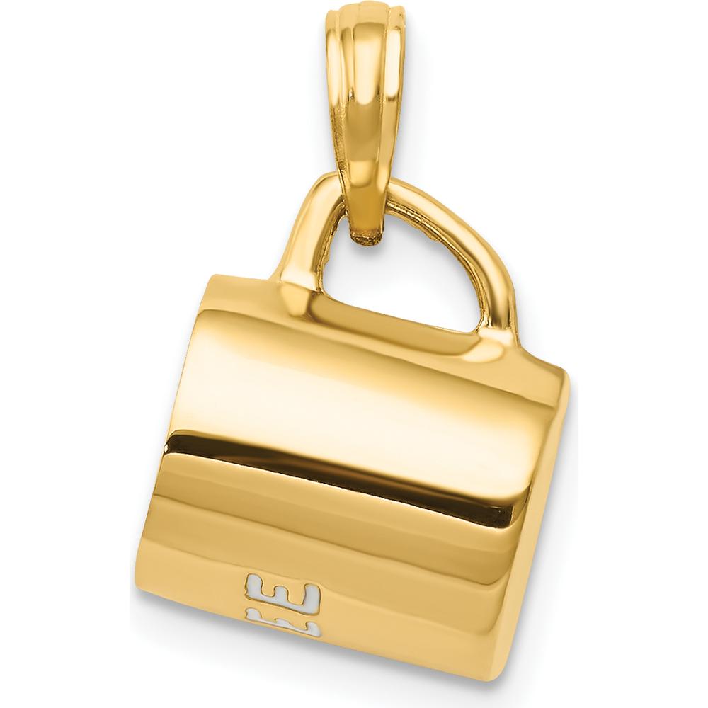 14K Yellow Gold 3D Coffee Cup Pendant with Black Enamel Finish by Oro Pregiato
