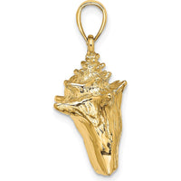 14K Yellow Gold 3D Conch Shell Pendant Charm - Beach-Inspired Design by Oro Pregiato
