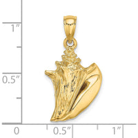 14K Yellow Gold 3D Conch Shell Pendant Charm - Beach-Inspired Design by Oro Pregiato