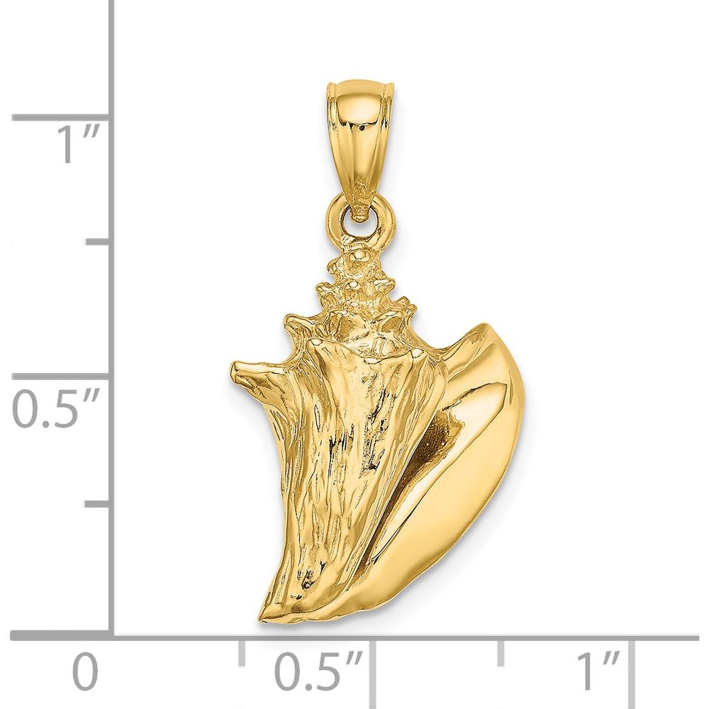 14K Yellow Gold 3D Conch Shell Pendant Charm - Beach-Inspired Design by Oro Pregiato