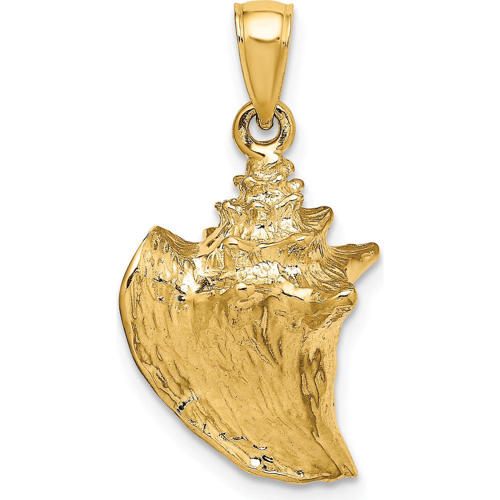 14K Yellow Gold 3D Conch Shell Pendant Charm - Beach-Inspired Design by Oro Pregiato