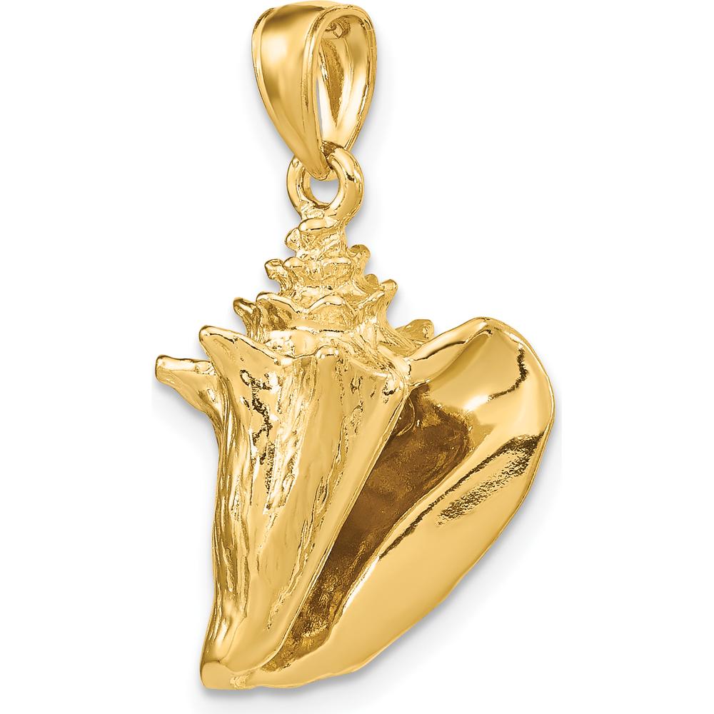 14K Yellow Gold 3D Conch Shell Pendant Charm - Beach-Inspired Design by Oro Pregiato