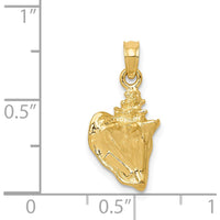 14K Yellow Gold 3D Conch Shell Pendant - Nature-Inspired Beach Charm by Oro Pregiato