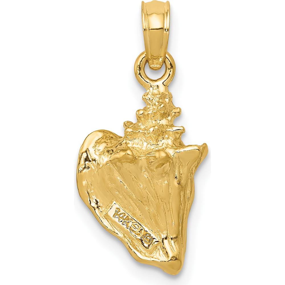 14K Yellow Gold 3D Conch Shell Pendant - Nature-Inspired Beach Charm by Oro Pregiato