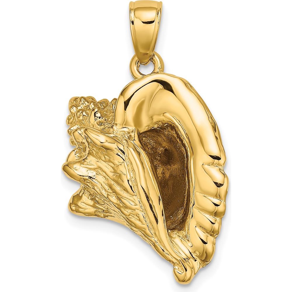 14K Yellow Gold 3D Conch Shell Pendant with Polished Finish by Oro Pregiato