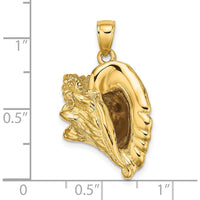 14K Yellow Gold 3D Conch Shell Pendant with Polished Finish by Oro Pregiato