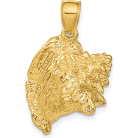 14K Yellow Gold 3D Conch Shell Pendant with Polished Finish by Oro Pregiato