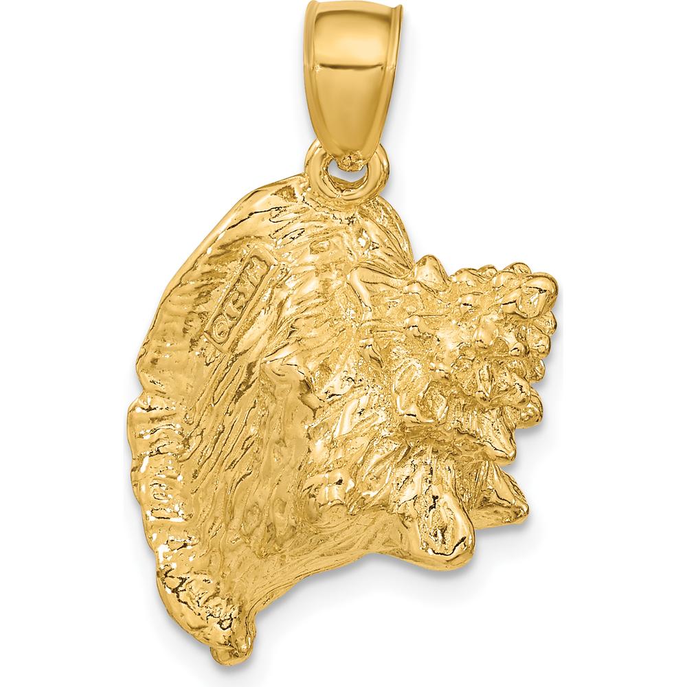 14K Yellow Gold 3D Conch Shell Pendant with Polished Finish by Oro Pregiato