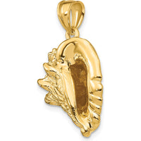 14K Yellow Gold 3D Conch Shell Pendant with Polished Finish by Oro Pregiato