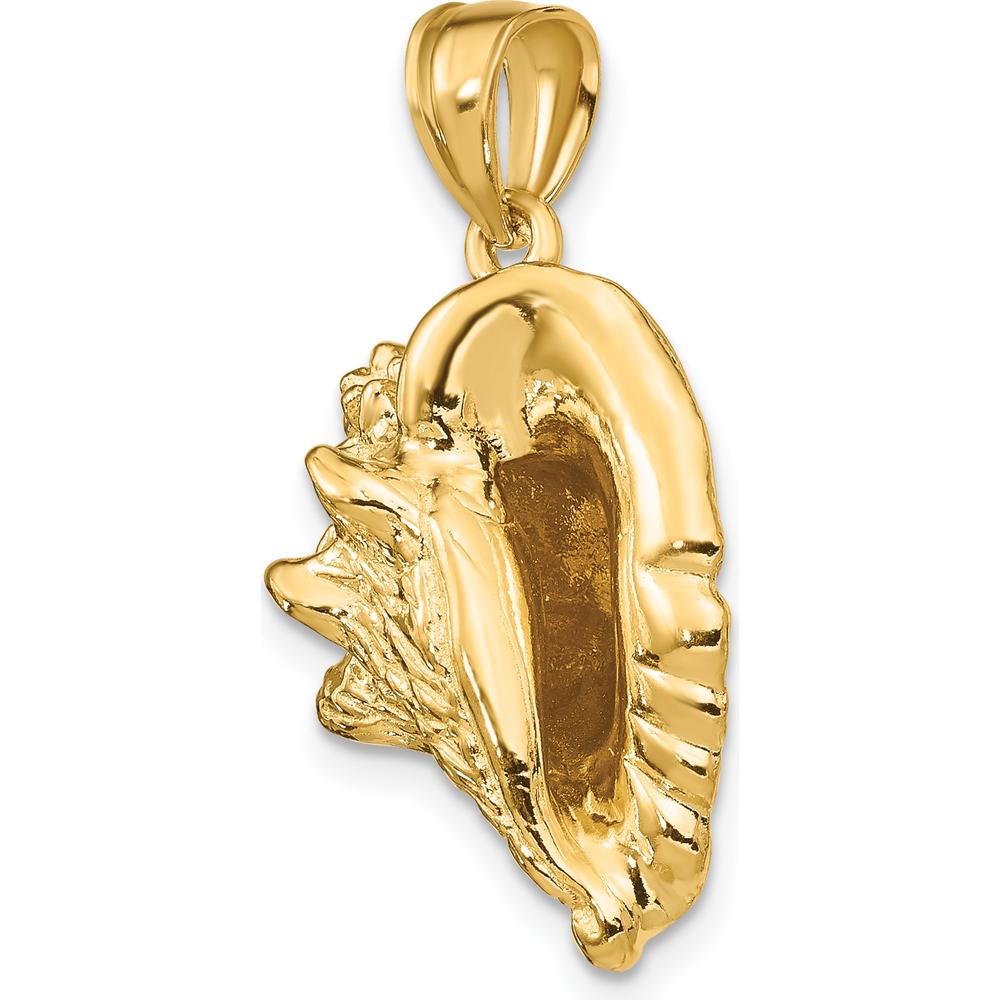 14K Yellow Gold 3D Conch Shell Pendant with Polished Finish by Oro Pregiato