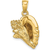 14K Yellow Gold 3D Conch Shell Pendant with Polished Finish by Oro Pregiato