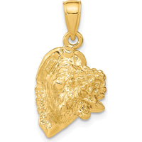 14K Yellow Gold 3D Conch Shell Pendant with Polished Finish by Oro Pregiato