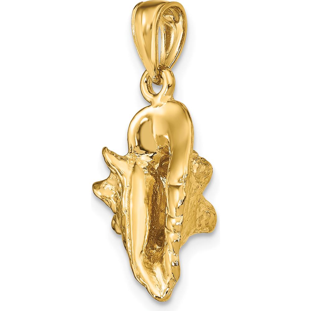 14K Yellow Gold 3D Conch Shell Pendant with Polished Finish by Oro Pregiato