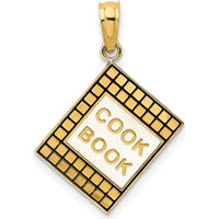 14K Yellow Gold 3D Cook Book Charm with Black and White Enamel Accents by Oro Pregiato