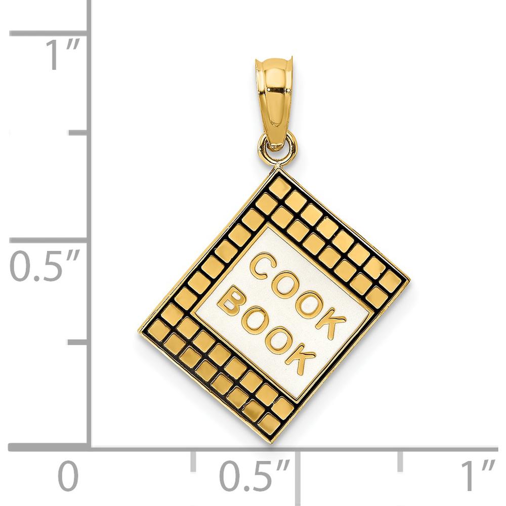 14K Yellow Gold 3D Cook Book Charm with Black and White Enamel Accents by Oro Pregiato