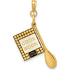 14K Yellow Gold 3D Cookbook and Spoon Charm with Black and White Enamel by Oro Pregiato