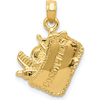 14K Yellow Gold 3D Cosmetic Pouch Pendant with Polished Finish by Oro Pregiato