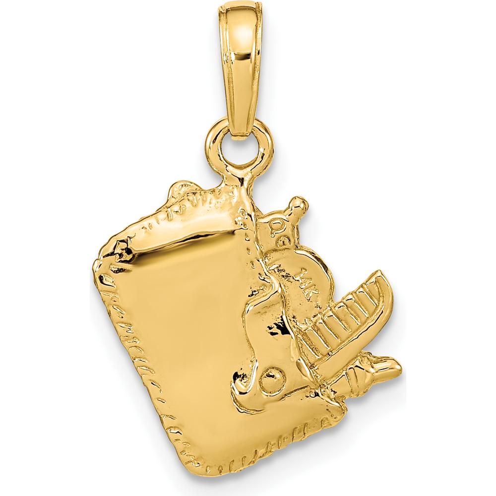 14K Yellow Gold 3D Cosmetic Pouch Pendant with Polished Finish by Oro Pregiato