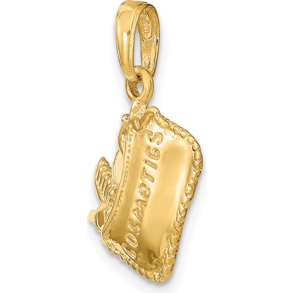 14K Yellow Gold 3D Cosmetic Pouch Pendant with Polished Finish by Oro Pregiato