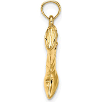 14K Yellow Gold 3D Cowboy Boot Charm - Polished Western Design by Oro Pregiato