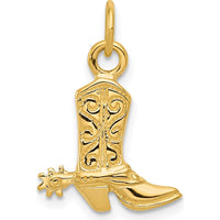 14K Yellow Gold 3D Cowboy Boot with Spur Pendant - Western Charm Jewelry Piece by Oro Pregiato