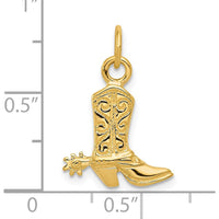 14K Yellow Gold 3D Cowboy Boot with Spur Pendant - Western Charm Jewelry Piece by Oro Pregiato