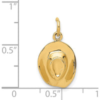 14K Yellow Gold 3D Cowboy Hat Charm Pendant - Polished Finish