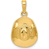 14K Yellow Gold 3D Cowboy Hat Pendant with Polished Finish by Oro Pregiato