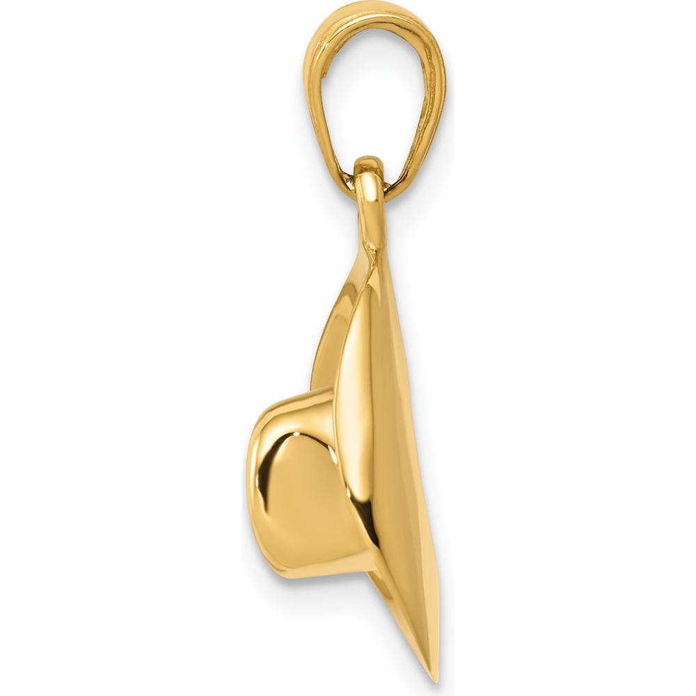 14K Yellow Gold 3D Cowboy Hat Pendant with Polished Finish by Oro Pregiato