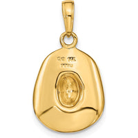 14K Yellow Gold 3D Cowboy Hat Pendant with Polished Finish by Oro Pregiato