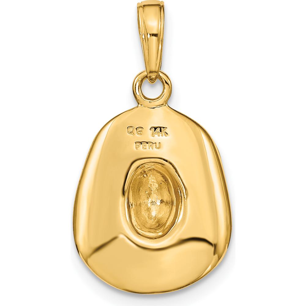 14K Yellow Gold 3D Cowboy Hat Pendant with Polished Finish by Oro Pregiato